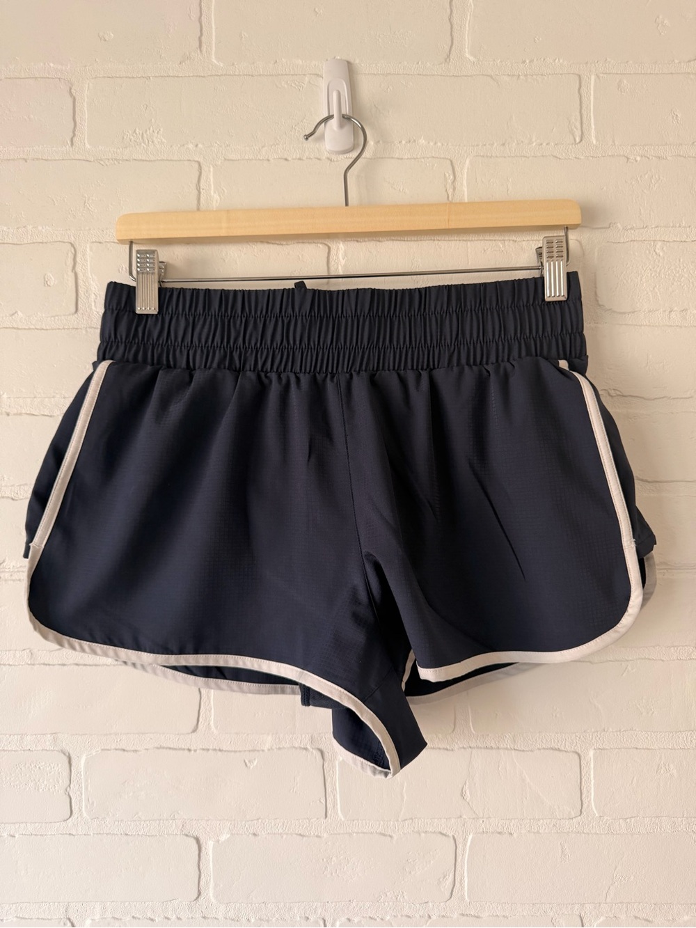 Varley Navy Athletic Shorts with White Trim, Small